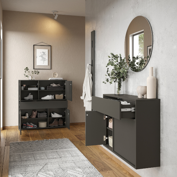 Emob Opbergkast Amika - 4 Deuren & 1 Lade - Grafiet