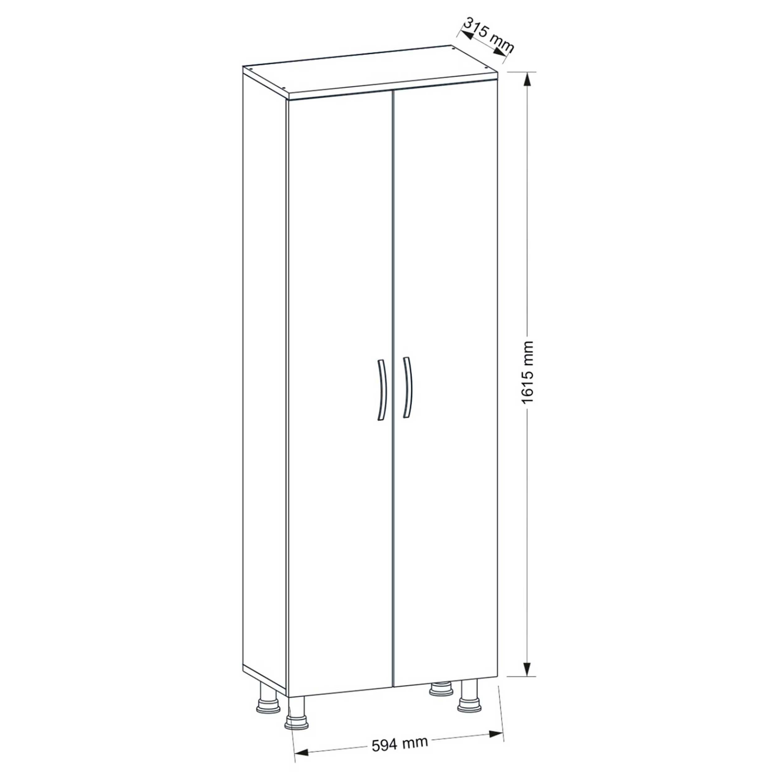 Emob Opbergkast Arizona - 59x31x161cm - 2 Deuren - Wit
