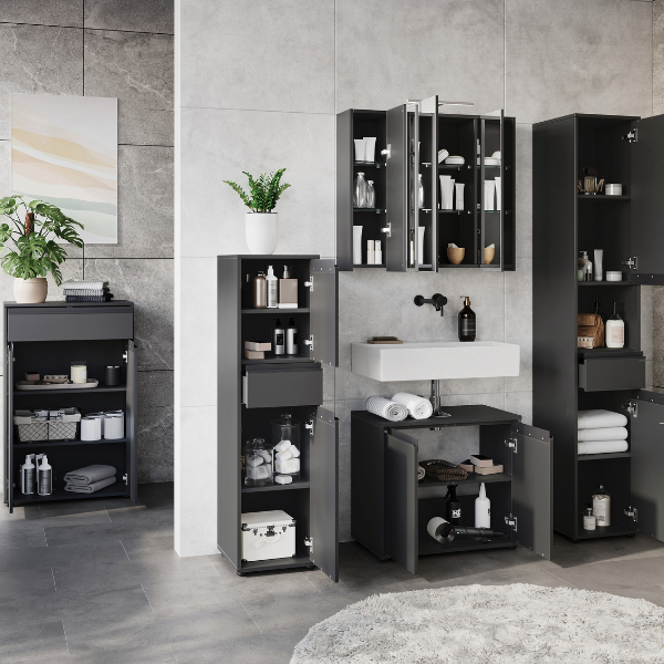 Emob Opbergkast Lamon - 2 Deuren & 1 Lade - Antraciet