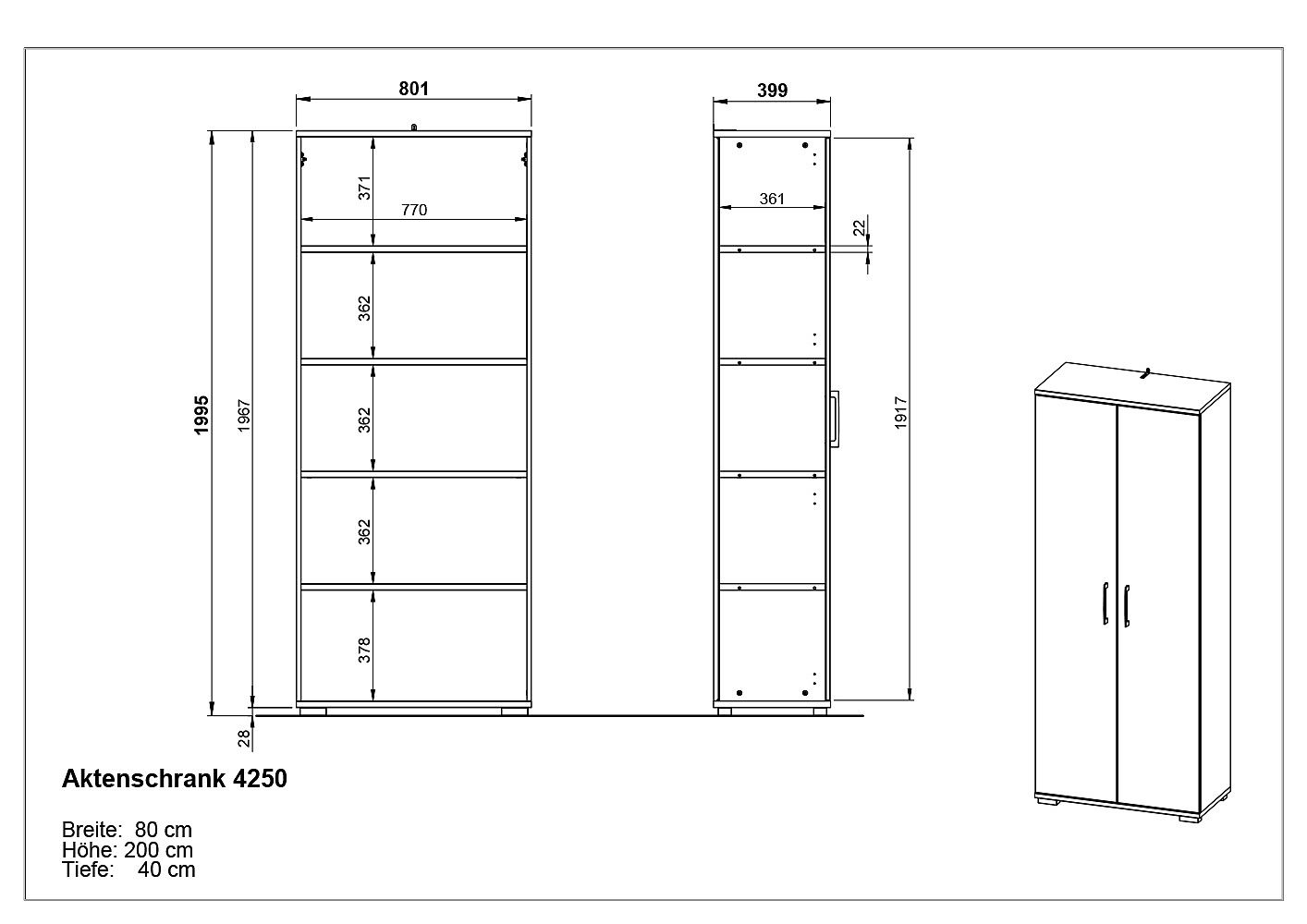 Emob Opbergkast Presley 80cm Met 2 Deuren - Eik/wit