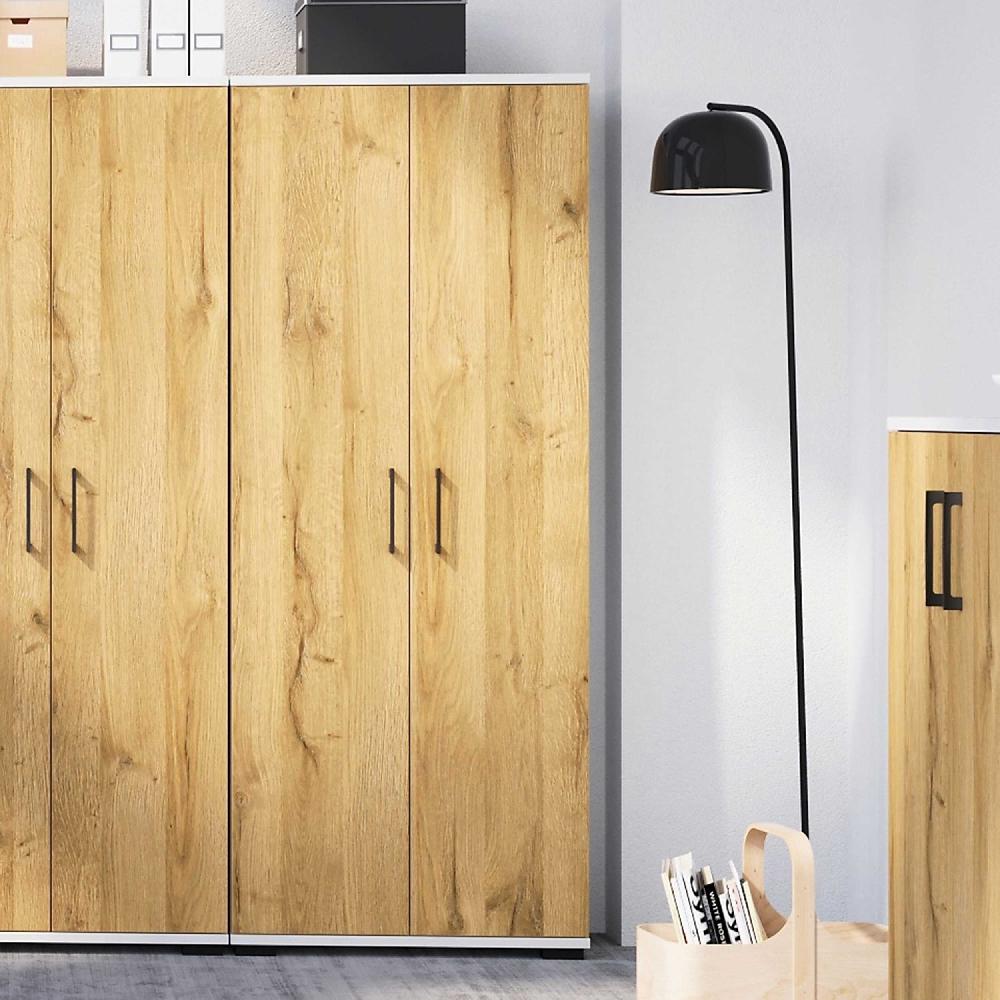 emob Opbergkast Presley 80cm met 2 deuren - eik/wit