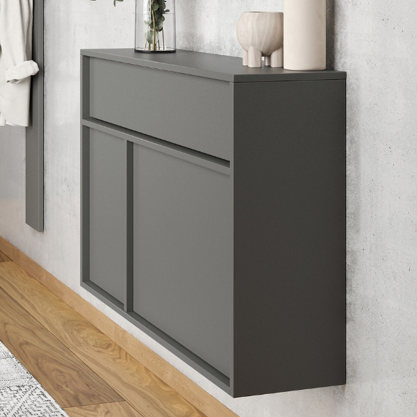 emob Opberkast Amika - 2 deuren & 1 lade - grafiet