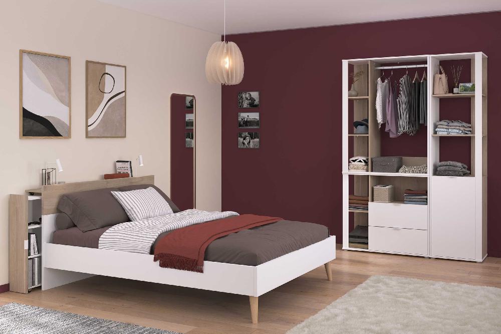 Emob Open Kleerkast Hardy - 91x40x123cm - Wit/eikdecor