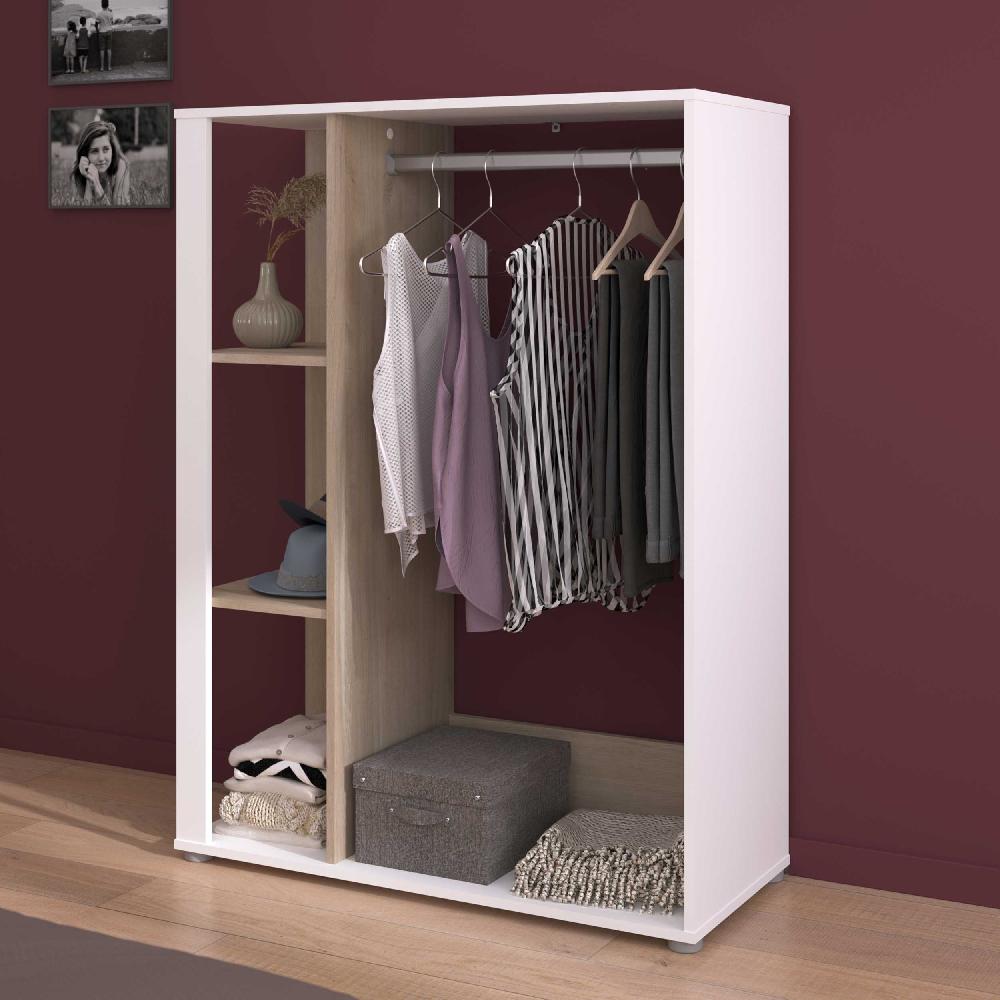 emob Open kleerkast Hardy - 91x40x123cm - wit/eikdecor