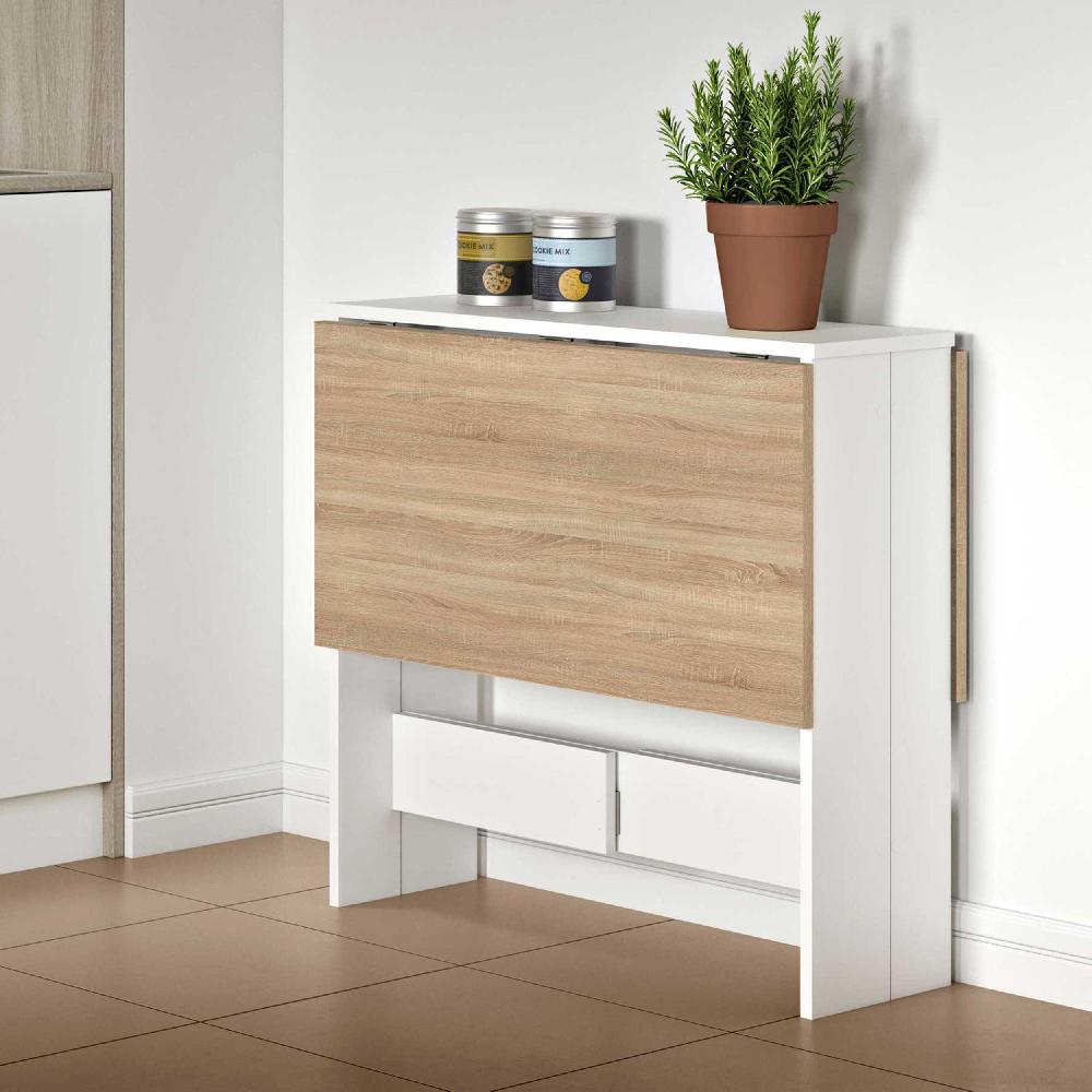 emob Opklapbare eettafel Papillon 103 cm - wit/eik