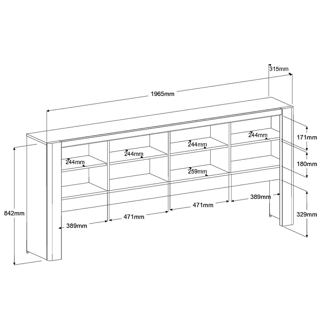 Emob Opzetstuk Voor Dressoir Porto 199cm - Eikdecor