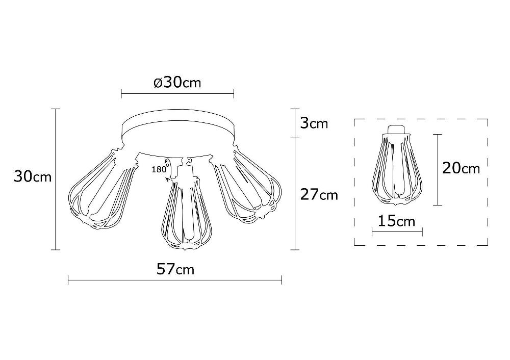 Emob Plafondlamp Alby - Ø57x30cm - Metaal - Zwart