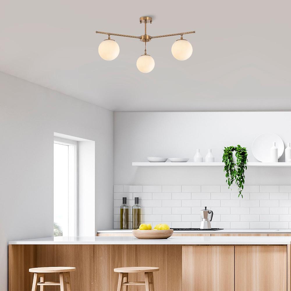 emob Plafondlamp Fulgor - metaal & glas - goud/wit