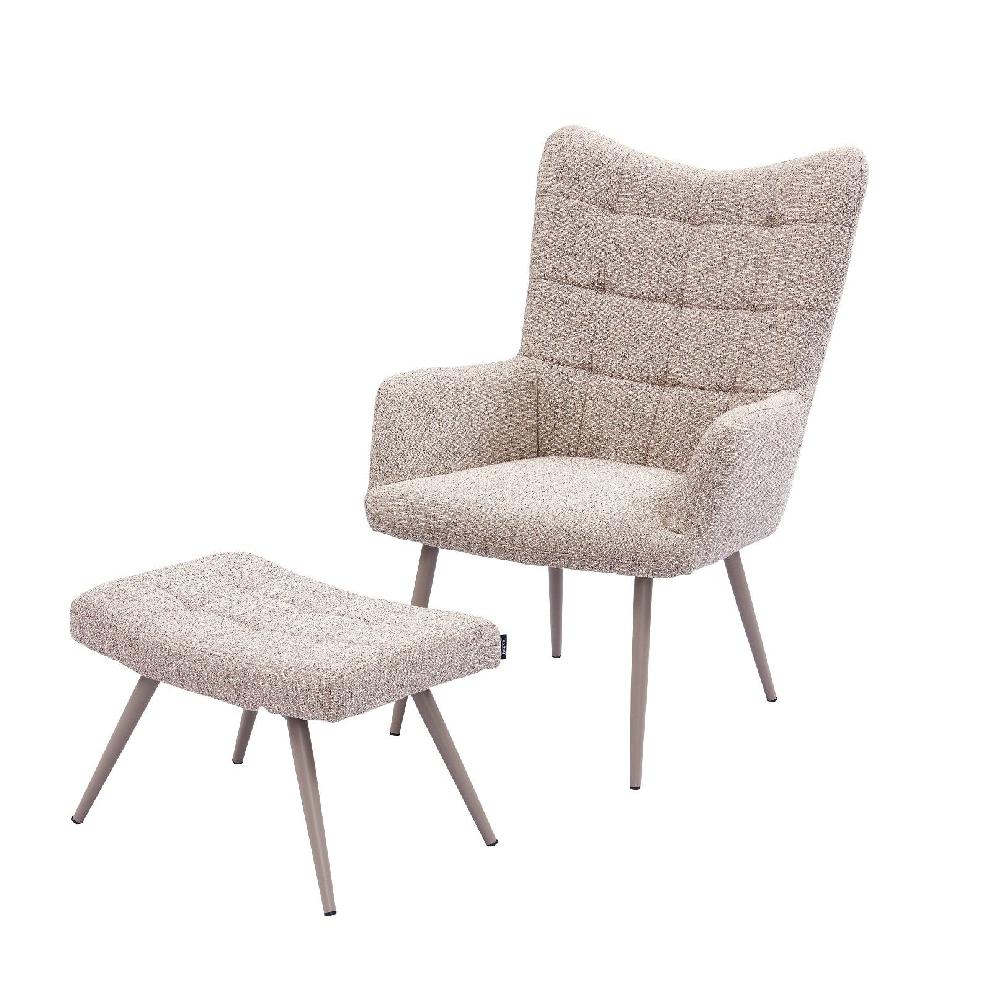 emob Relaxfauteuil met poef Musona - zandkleur