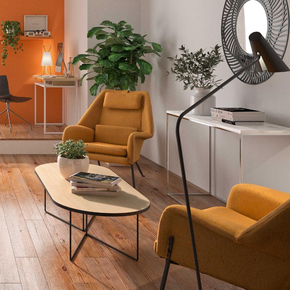 emob Salontafel Adil 136cm - lichte eik/zwart