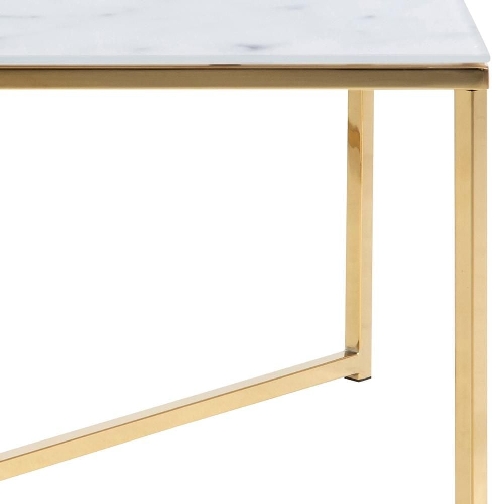 Emob Salontafel Alisma 80x80cm - Wit Marmer/ Goud