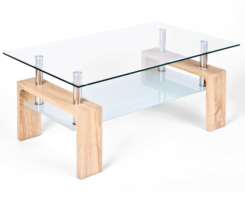 Emob Salontafel Alva Met Glazen Tafelblad - Eik