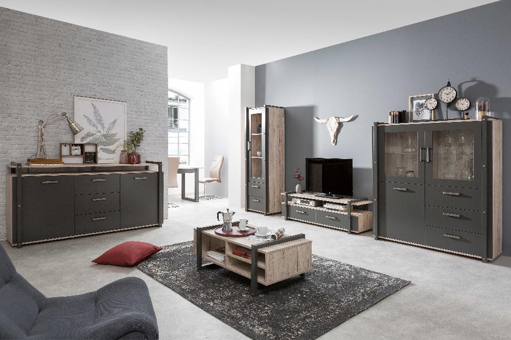 Emob Salontafel Brooklyn 100x60 Industrieel - Eik