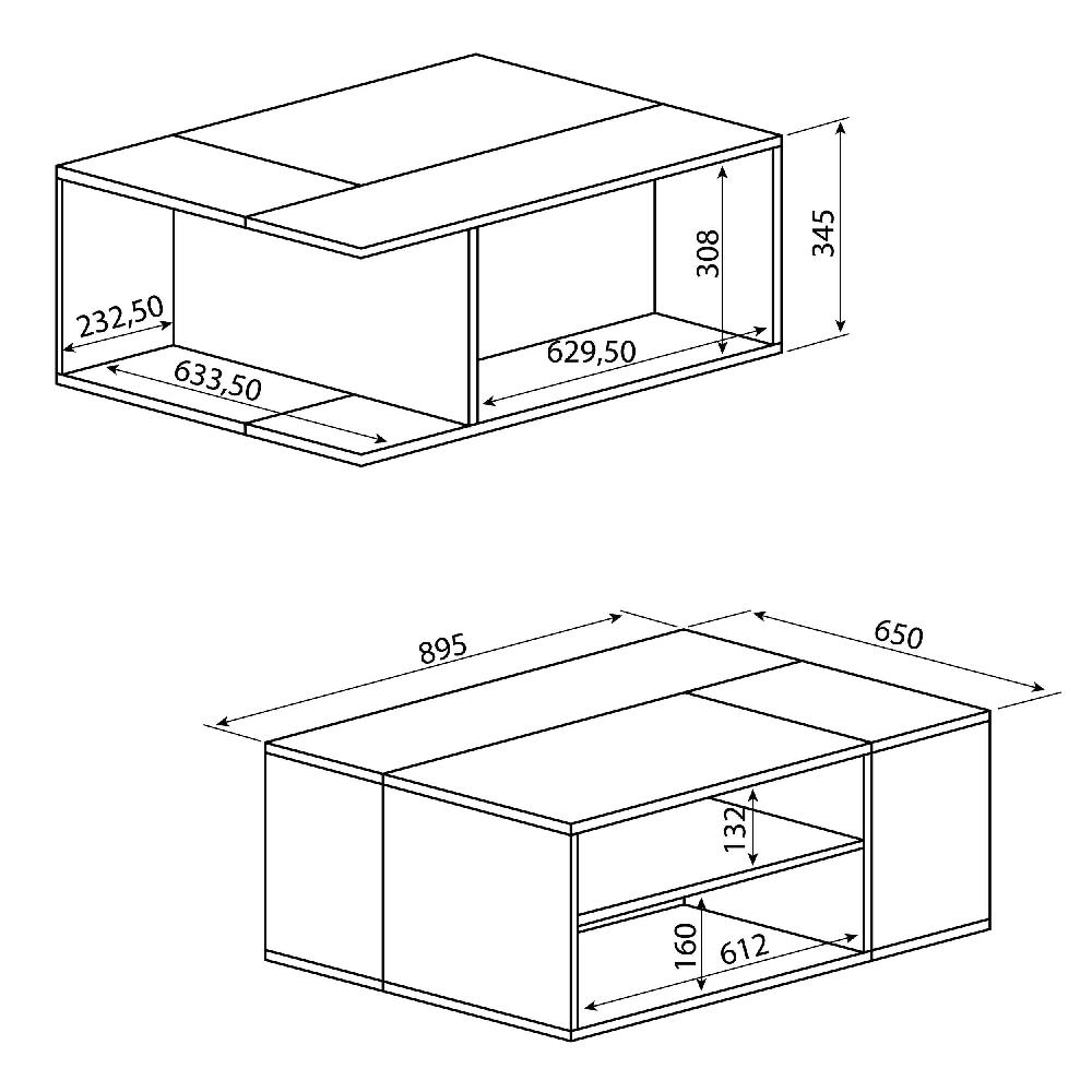 Emob Salontafel Cleo - Beton/eik