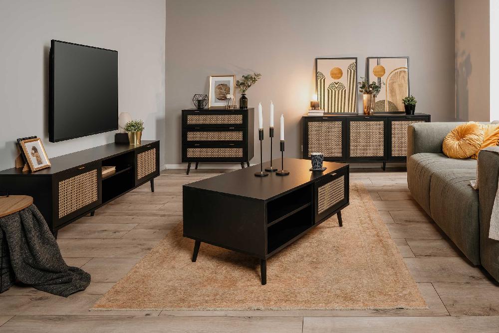 Emob Salontafel Daka 100x60 Met 1 Deur - Zwart/beige