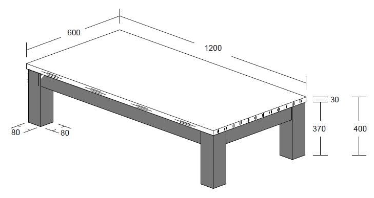 Emob Salontafel Dirk 120x60 - Eik/zwart