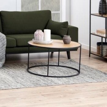 emob Salontafel Dover Ø80 - zwart/wilde eik