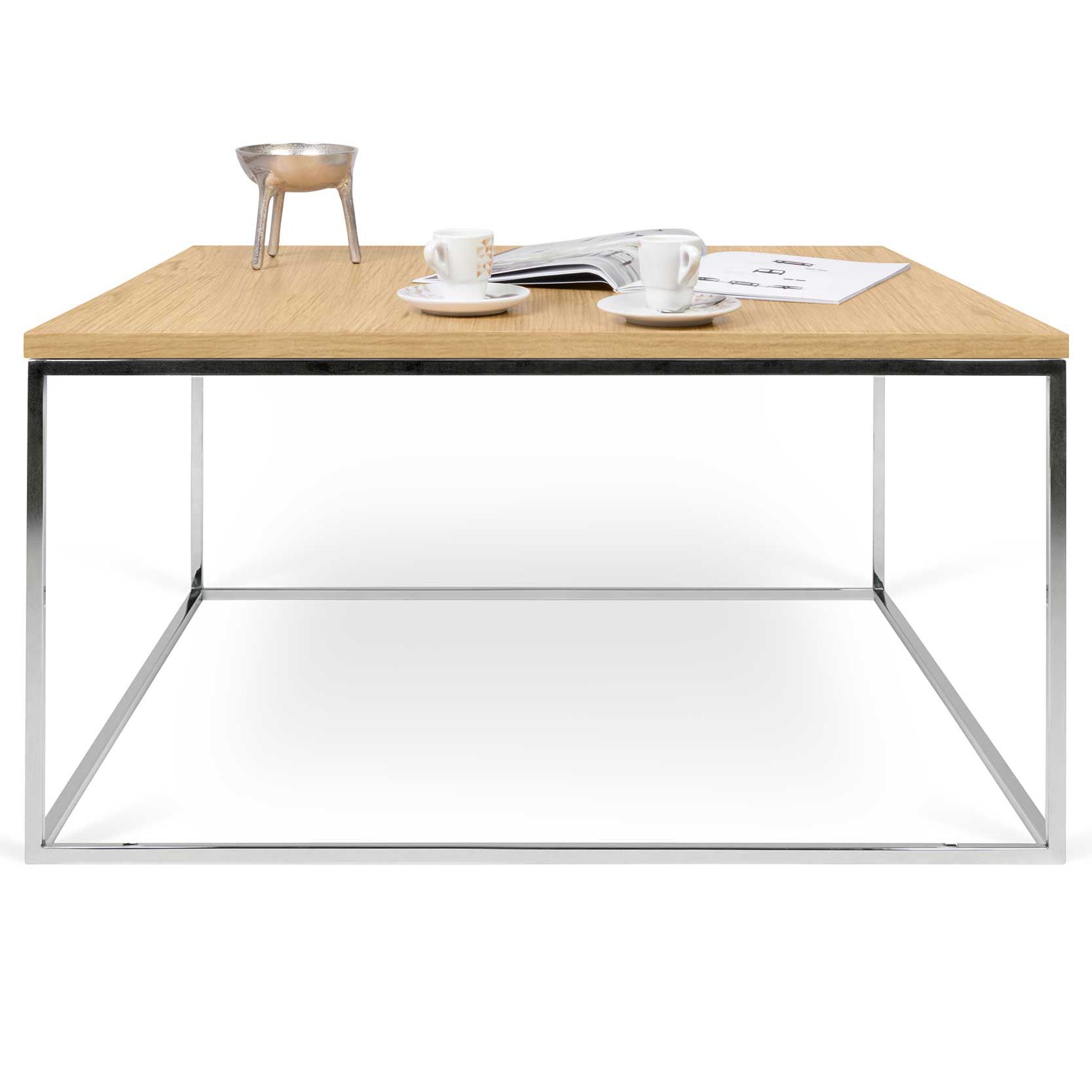 emob Salontafel Gleam 75x75 - eik/chroom