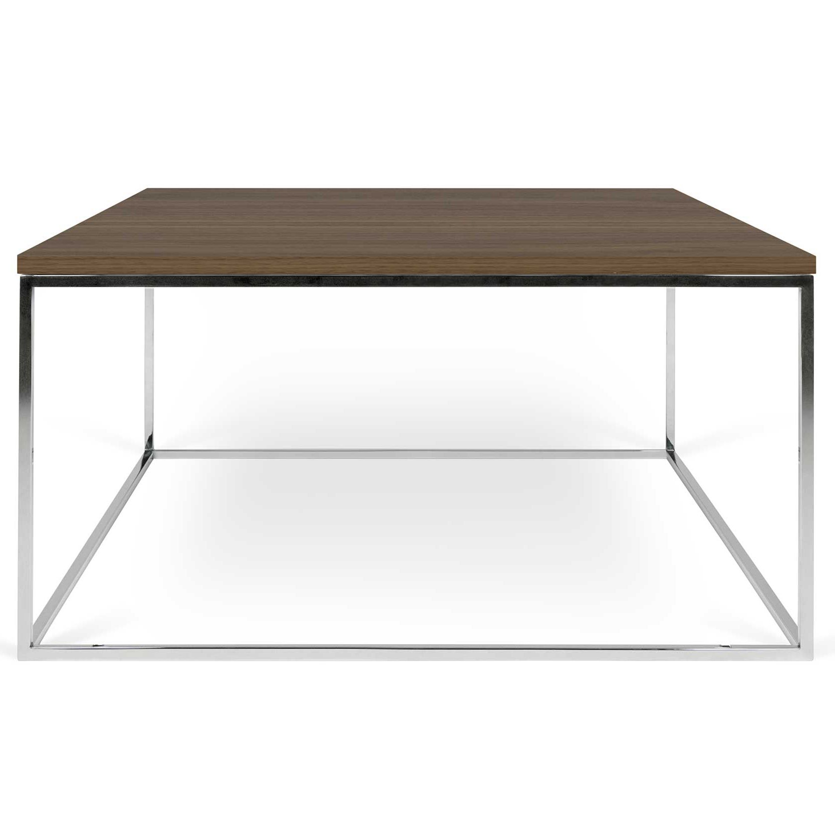 Emob Salontafel Gleam 75x75 - Walnoot/chroom