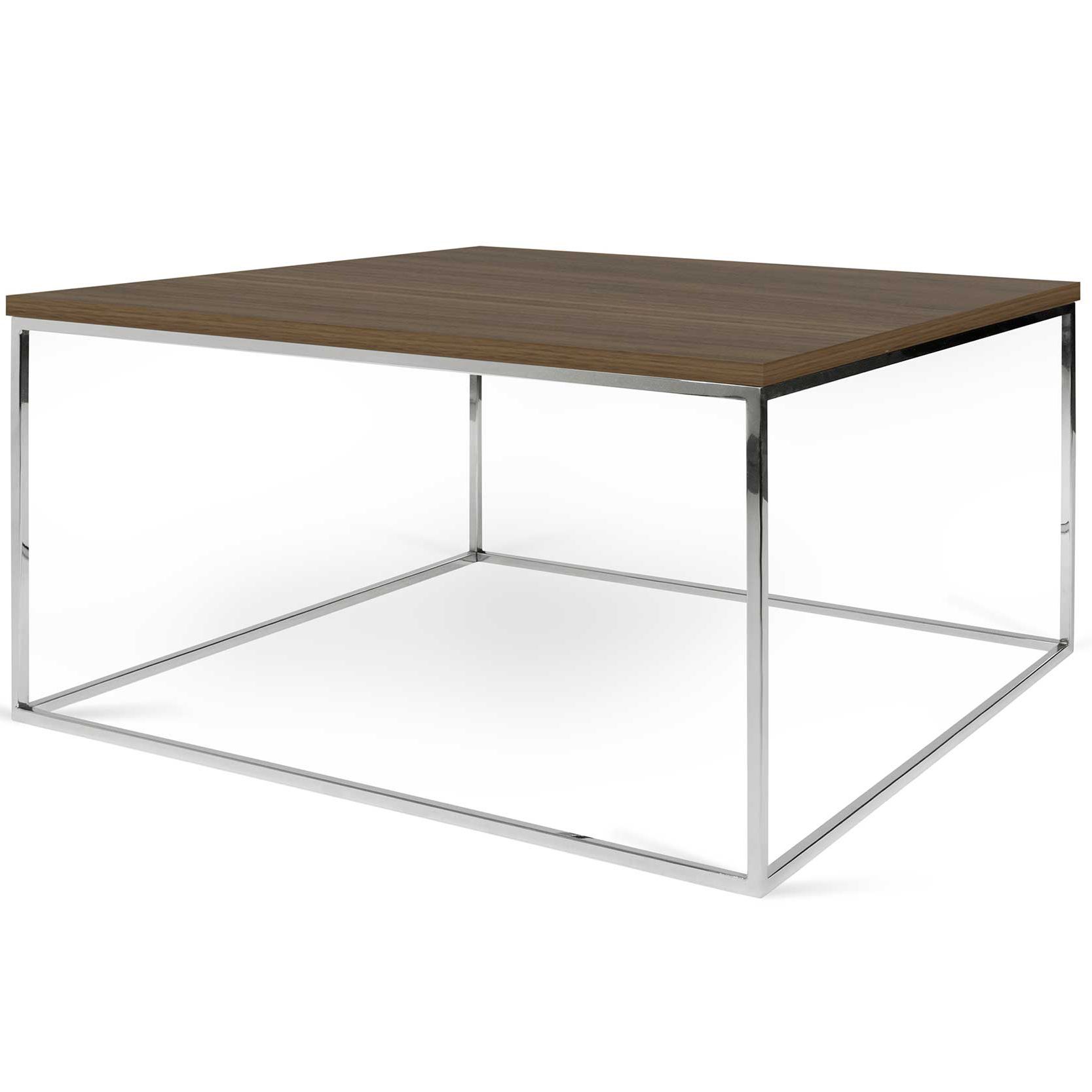 Emob Salontafel Gleam 75x75 - Walnoot/chroom