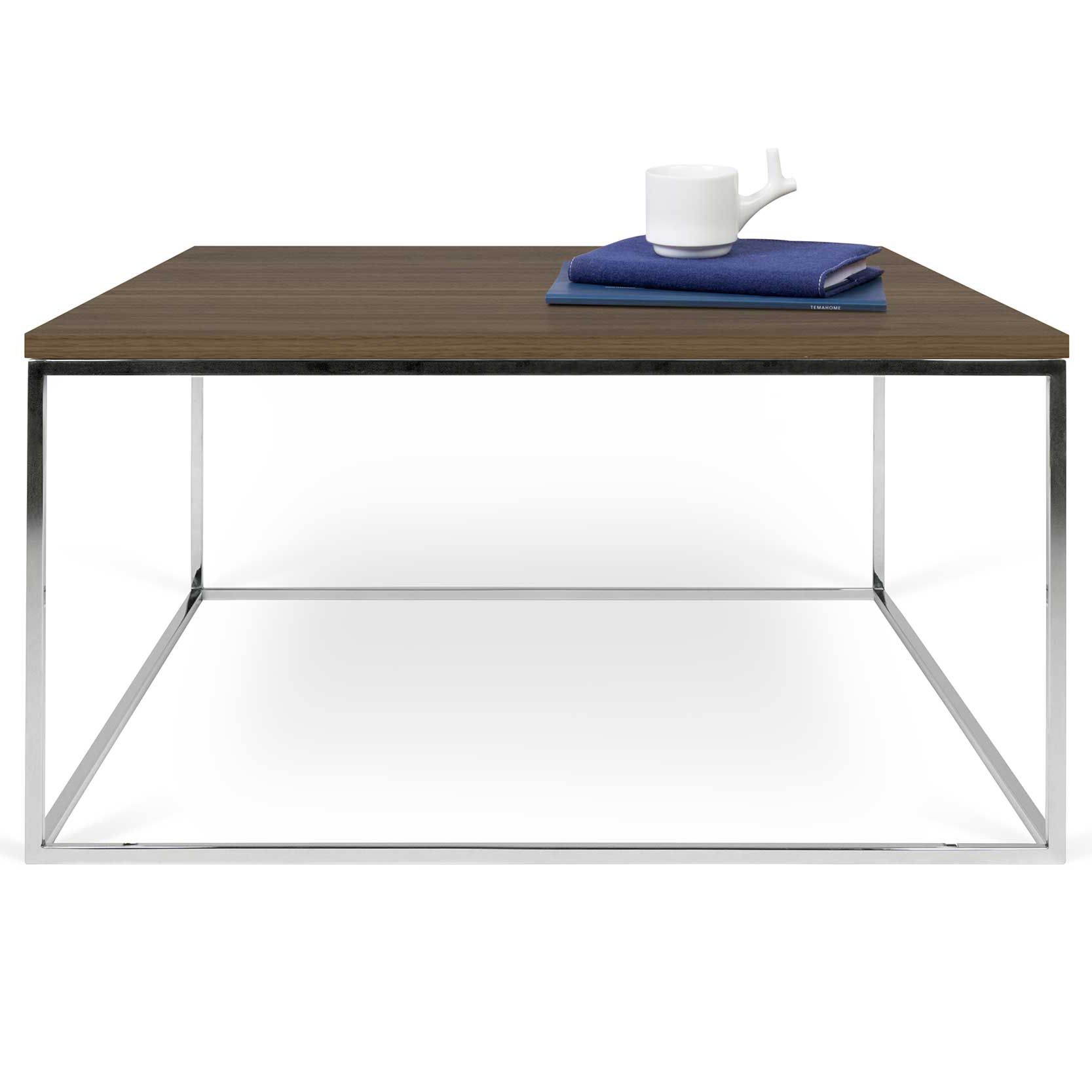 emob Salontafel Gleam 75x75 - walnoot/chroom