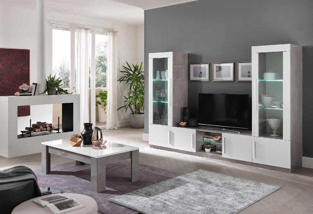 Emob Salontafel Greta 126x67 - Beton/wit