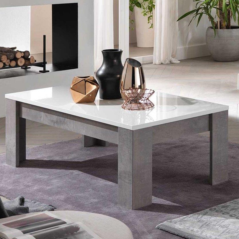 emob Salontafel Greta 126x67 - beton/wit