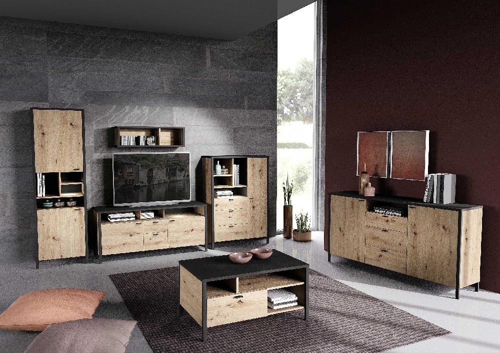 Emob Salontafel In-Loft 95x59 Industrieel - Oude Eik