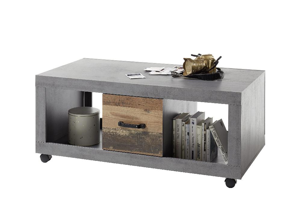 Emob Salontafel Indus 115cm Met 2 Lades - Beton