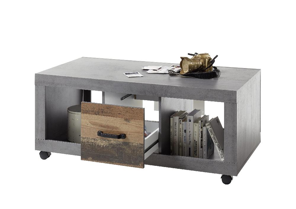 Emob Salontafel Indus 115cm Met 2 Lades - Beton