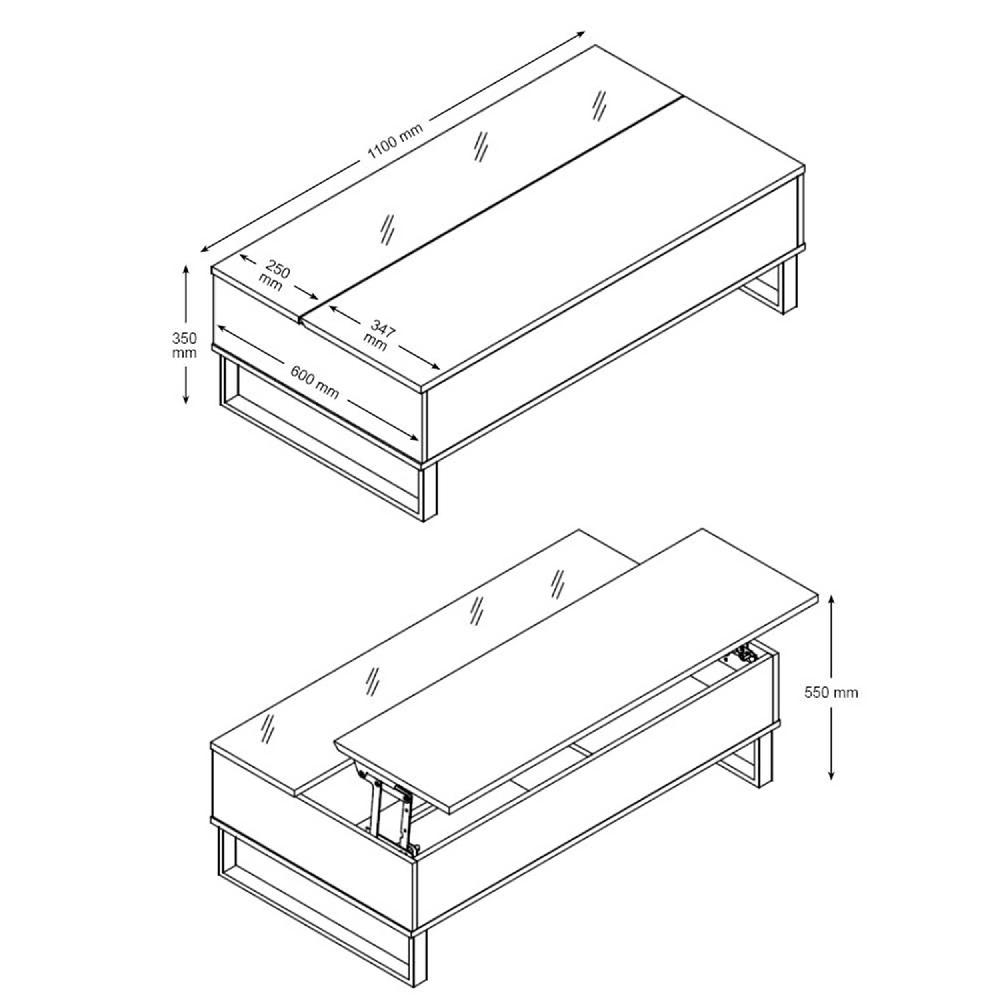 Emob Salontafel Izzy 110cm - Eik/zwart