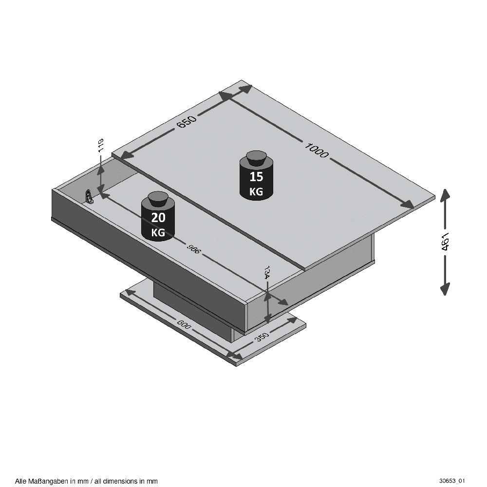 Emob Salontafel Lola 1 Lade - Beton/hoogglans Wit