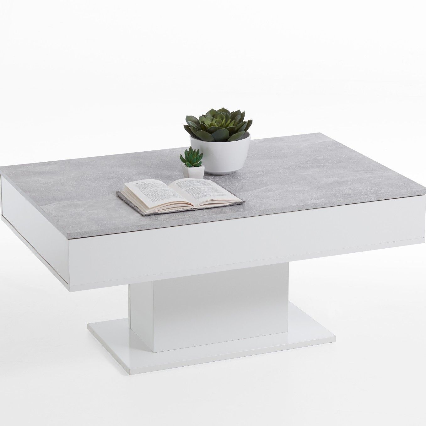 emob Salontafel Lola 1 lade - beton/hoogglans wit