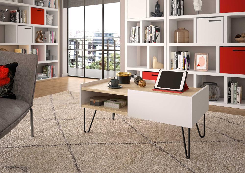 Emob Salontafel Nina 110cm - Eik/wit