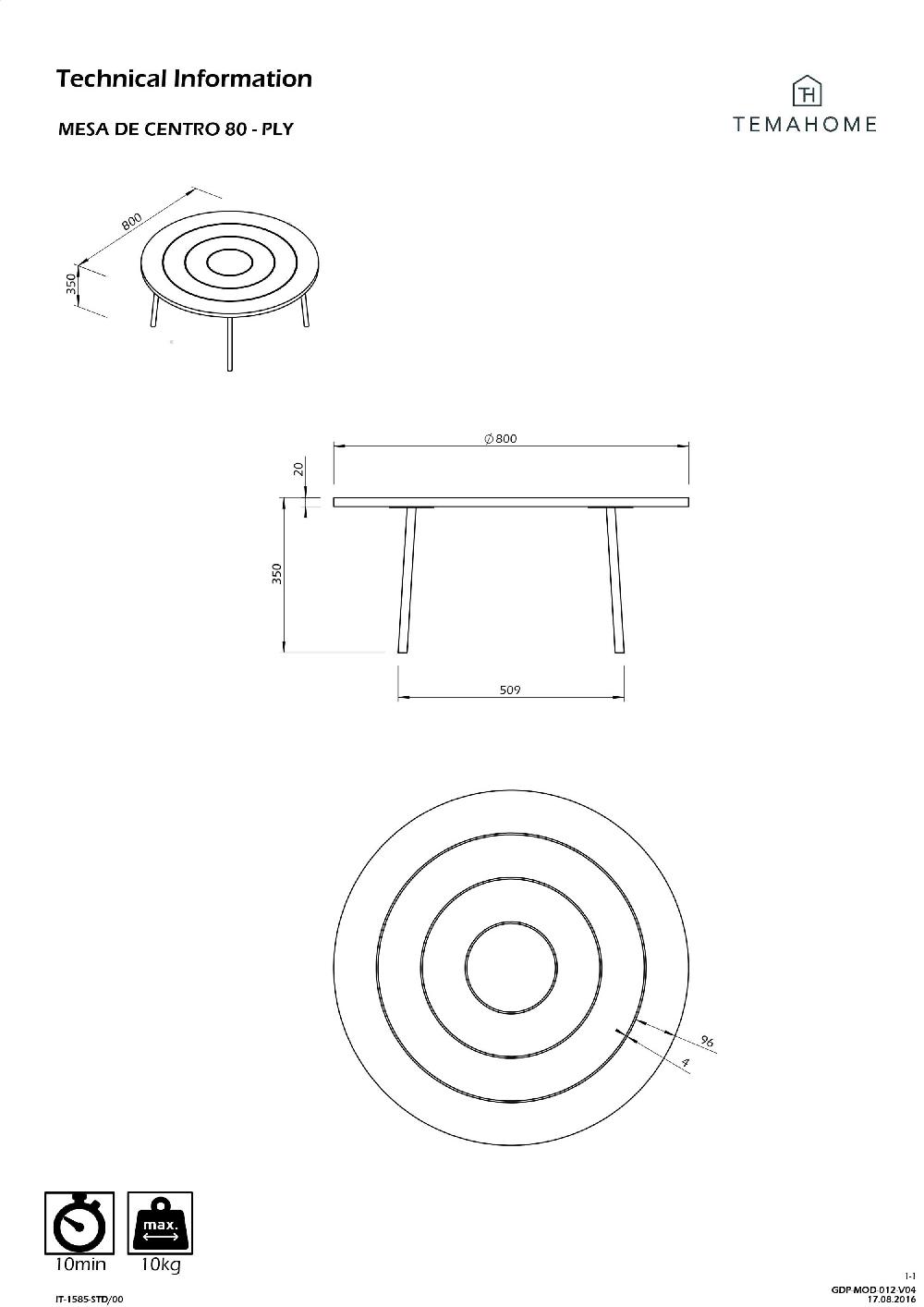 Emob Salontafel Ply Ø80cm - Walnoot