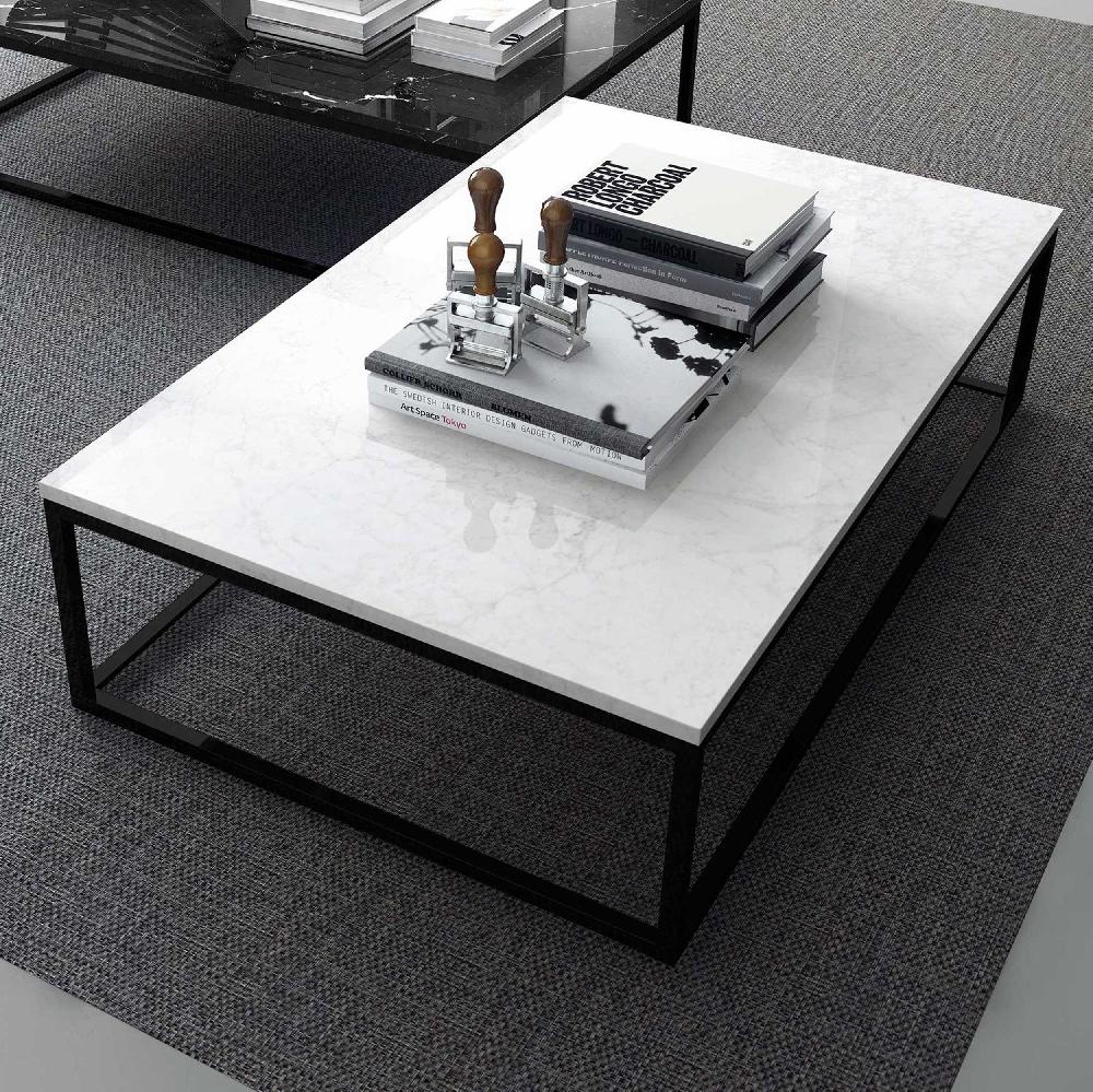 emob Salontafel Prairie - wit marmer/staal