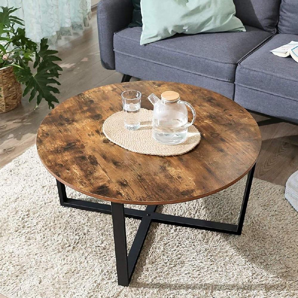 emob Salontafel Roger Ø88 - rustiek bruin/zwart