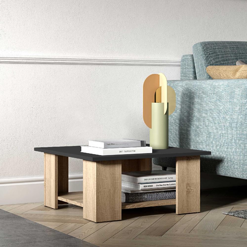 emob Salontafel Sames 67x67 - zwart/eik