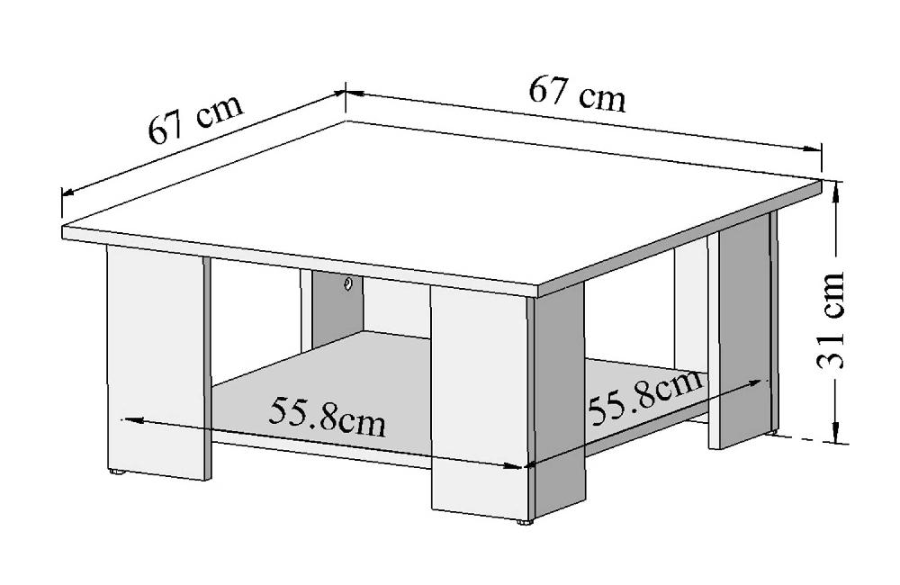 Emob Salontafel Square 67x67 - Wit/beton