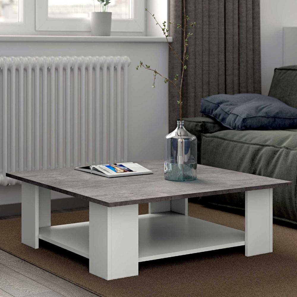 emob Salontafel Square 67x67 - wit/beton