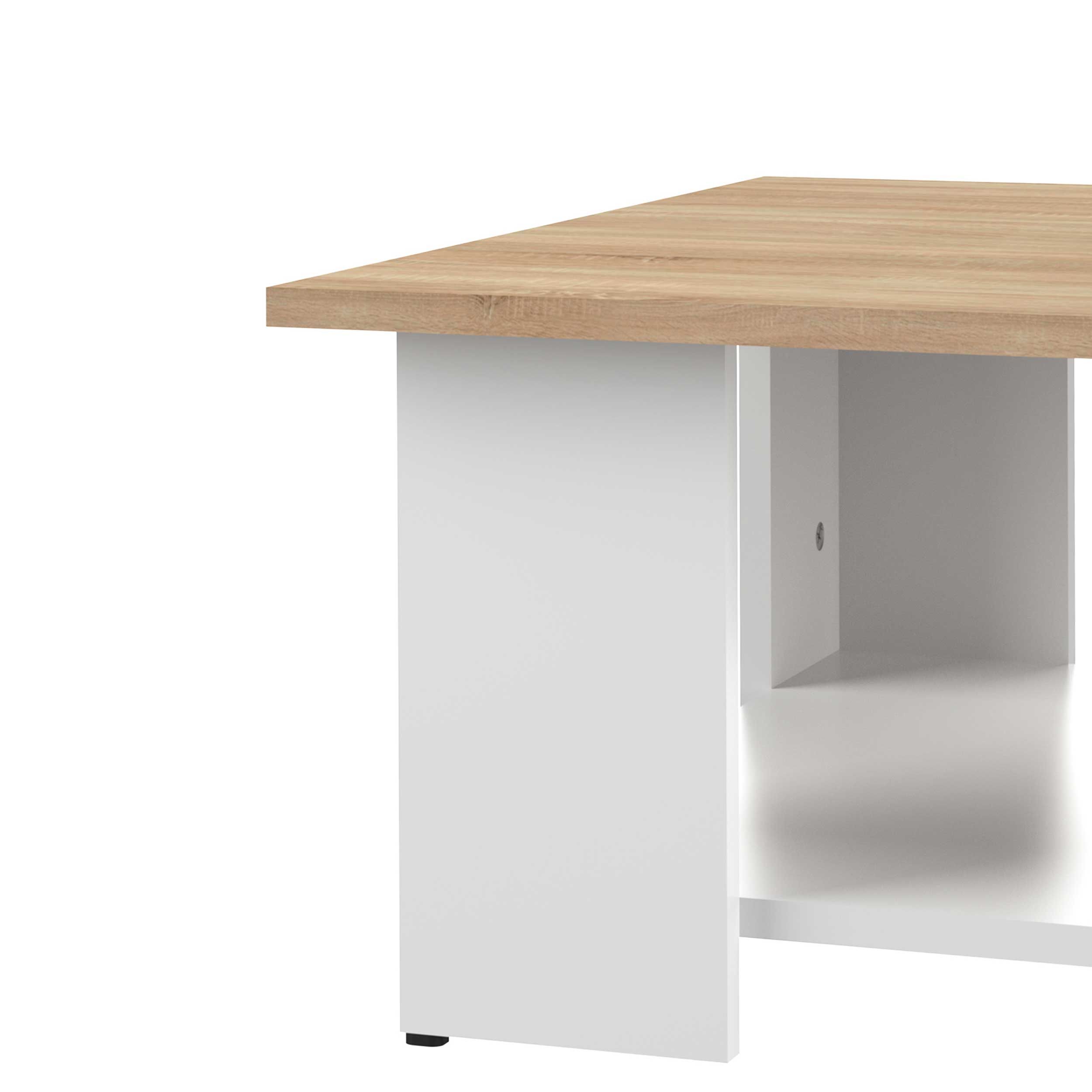 Emob Salontafel Square 67x67 - Wit/eik