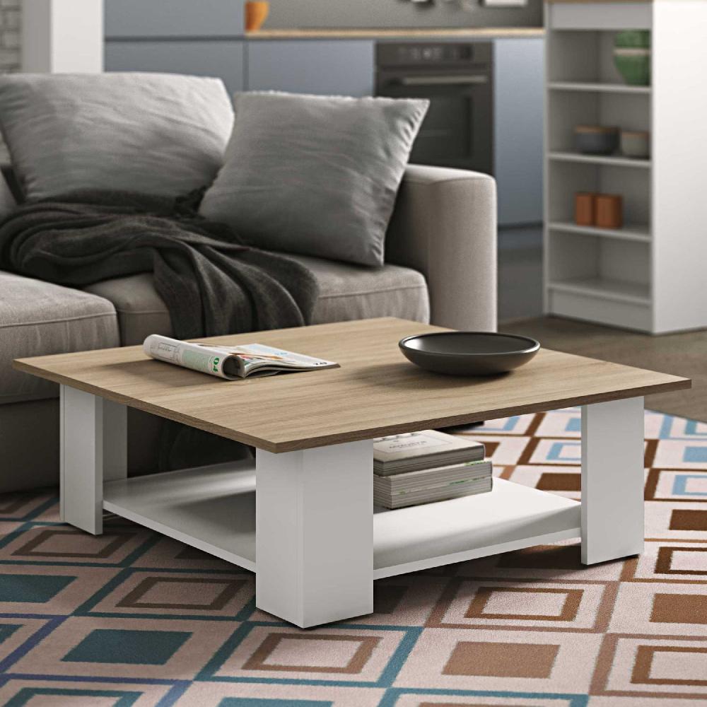 emob Salontafel Square 67x67 - wit/eik