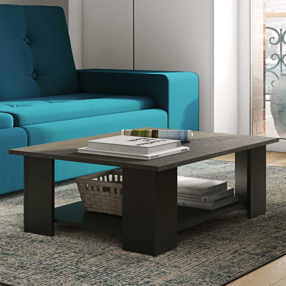 emob Salontafel Square 67x67 - zwart/beton