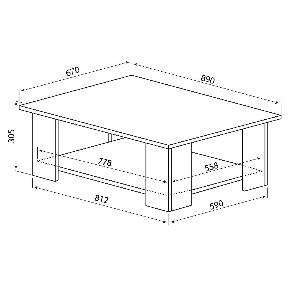 Emob Salontafel Square 67x89 - Zwart/beton