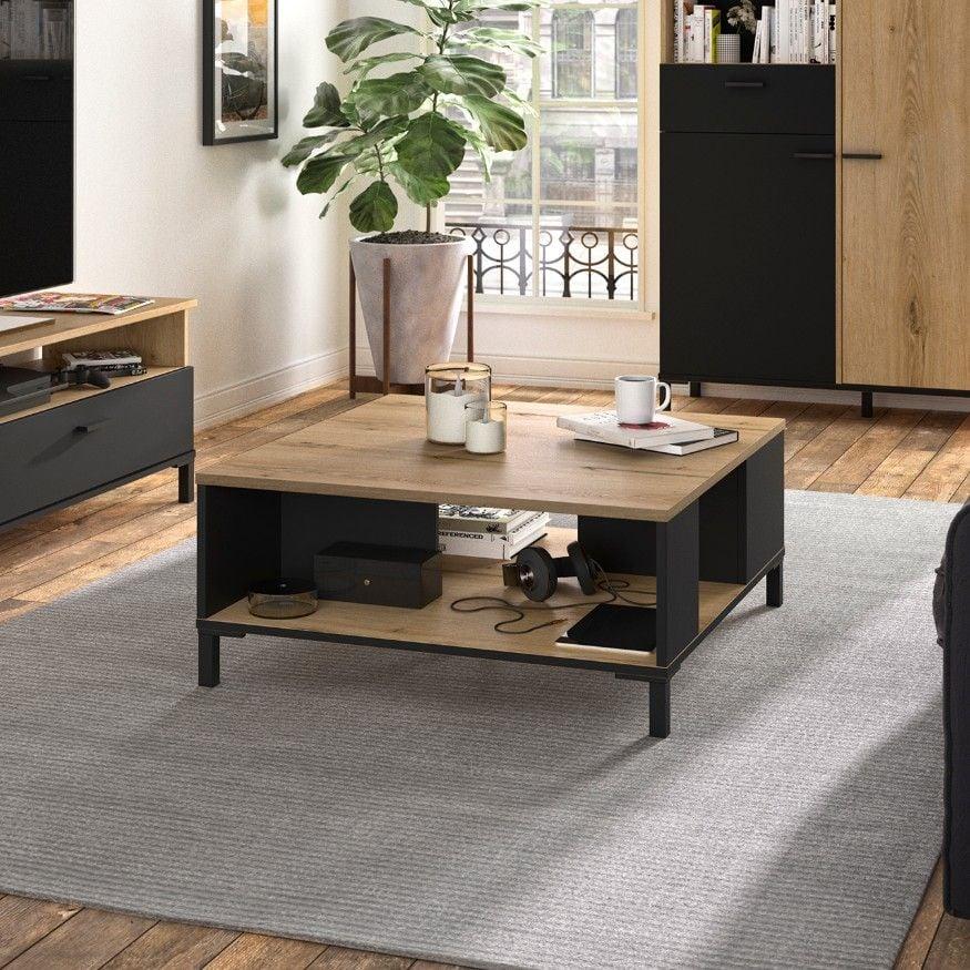 emob Salontafel Tando 81x81 industrieel - eik/zwart