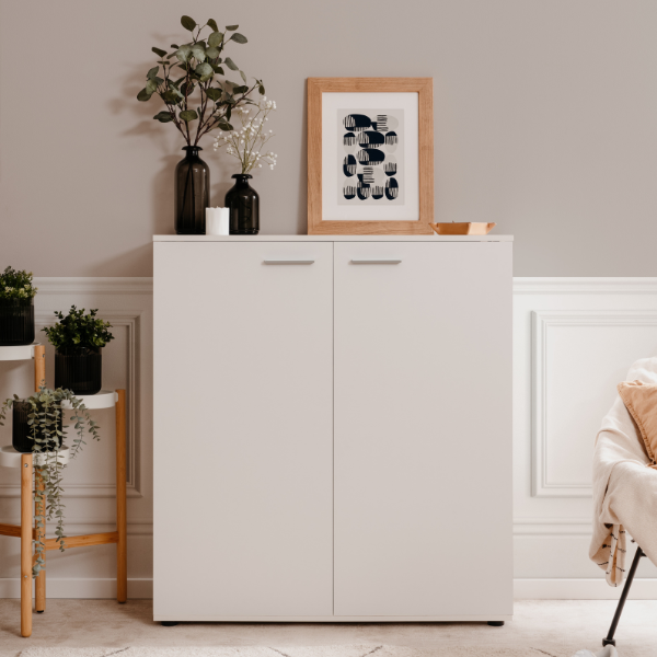 emob Schoenenkast Satine - 100x34x110cm - 2 deuren - wit