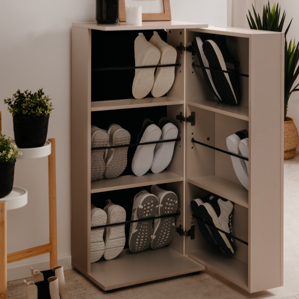 Emob Schoenenkast Satine - 50x34x110cm - 1 Deur - Beige