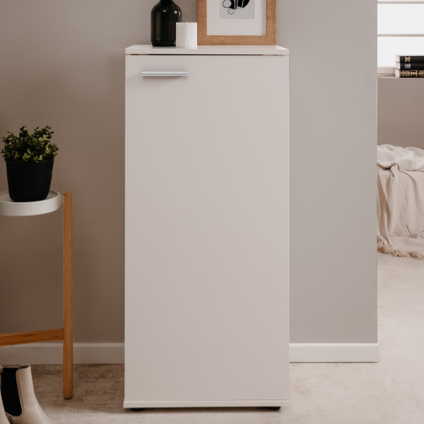 Emob Schoenenkast Satine - 50x34x110cm - 1 Deur - Wit