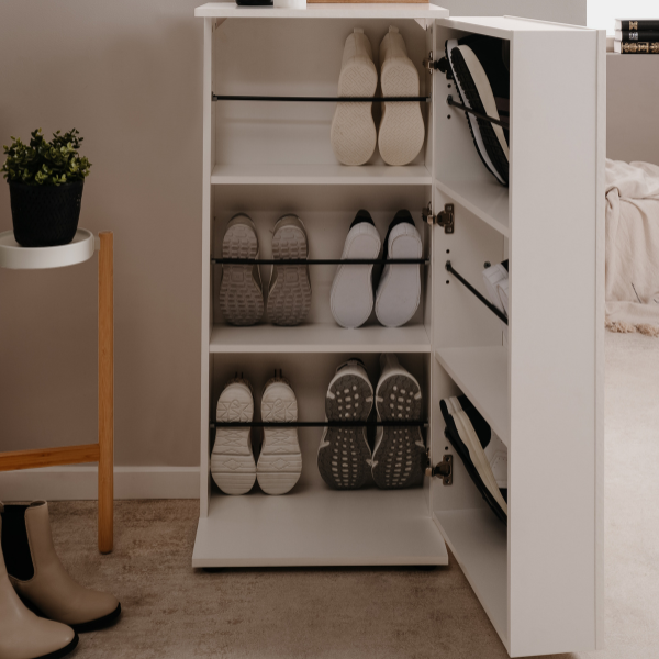 Emob Schoenenkast Satine - 50x34x110cm - 1 Deur - Wit