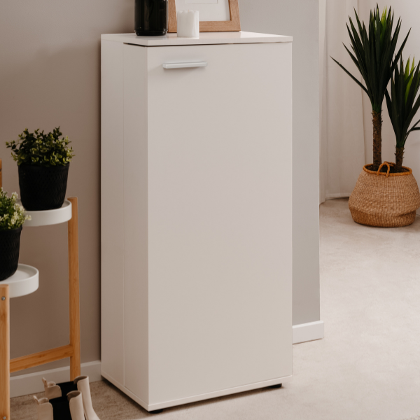 emob Schoenenkast Satine - 50x34x110cm - 1 deur - wit